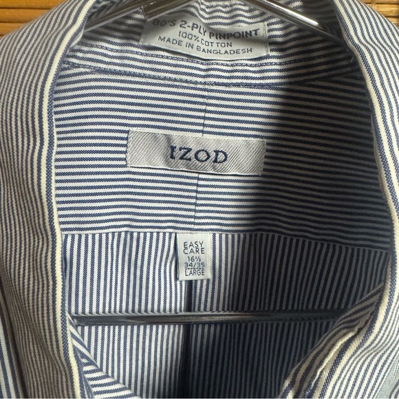 Izod Blue Casual Button Down Shirt - Picture 3 of 3